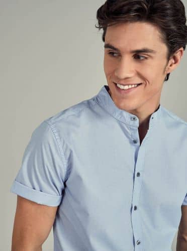 Купить Рубашка Piazza Italia collo coreano голубая по низкой цене