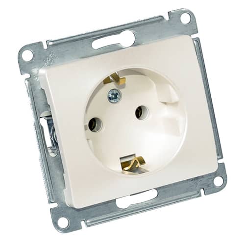 Купить Розетка Schneider Electric Глосса с заземлением без рамки перламутр по низкой цене