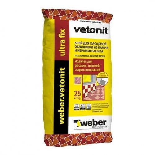 Клей Weber Vetonit Ultra Fix для плитки 25 кг