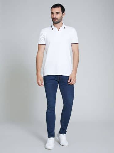 Купить Футболка-поло Piazza Italia con chiusura a v белая по низкой цене