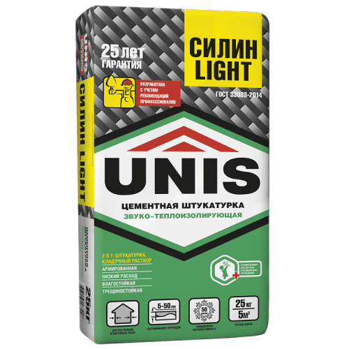 Купить Штукатурка Unis Силин Light цементная 25 кг по низкой цене