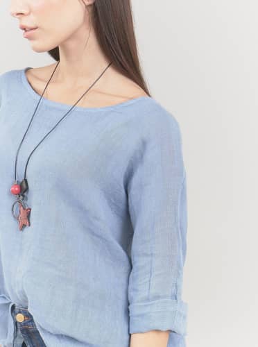 Купить Блузка Piazza Italia с колье, голубая по низкой цене