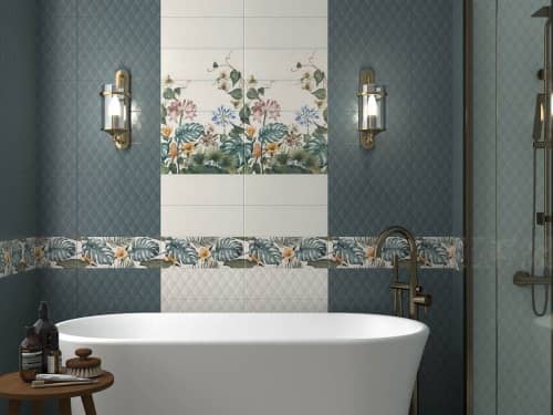 Купить Плитка Kerama Marazzi Зимний сад 15128 зеленая, структура 15х40 см по низкой цене