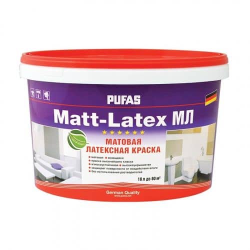 Купить Краска PUFAS Matt-Latex А в/д, моющаяся, латексная 10 л по низкой цене