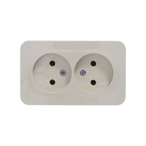 Купить Розетка двойная Schneider Electric Бланка без заземления бежевая по низкой цене