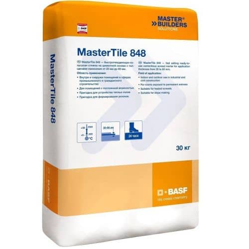 стяжка basf mastertile 848 пола быстротвердеющая 30 кг Купить Стяжка BASF MasterTile 848 пола быстротвердеющая 30 кг по низкой цене