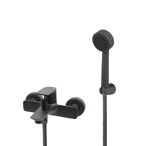Купить Смеситель для ванны FLUMEN DESIGN Orlean с набором для душа черный по низкой цене