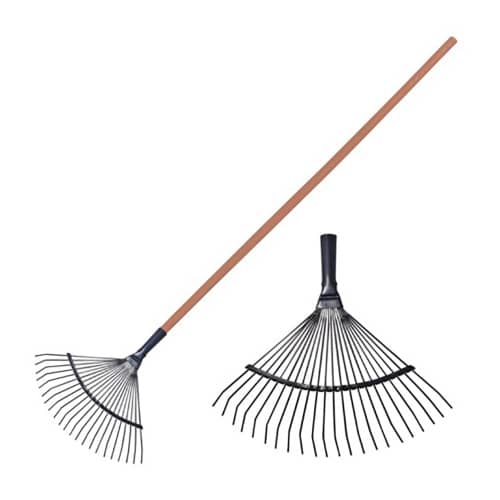 Купить Грабли веерные 39 см оцинкованные деревянный черенок С-662 по низкой цене