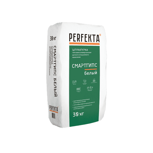 Купить Штукатурка Perfekta Смартгипс гипсовая белая 30 кг по низкой цене