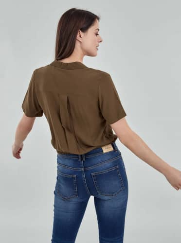 Купить Рубашка Piazza Italia с коротким рукавом, оливковая по низкой цене