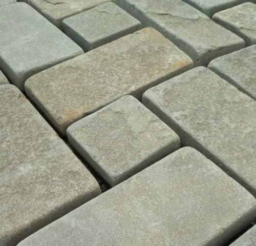 Купить Плитка из песчаника, серо-зеленая пиленая галтованная, 2х10х20 см по низкой цене