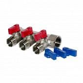 Купить Коллектор резьбовой с шаровыми кранами, 3/4" x 3 отвода x 1/2" НР по низкой цене