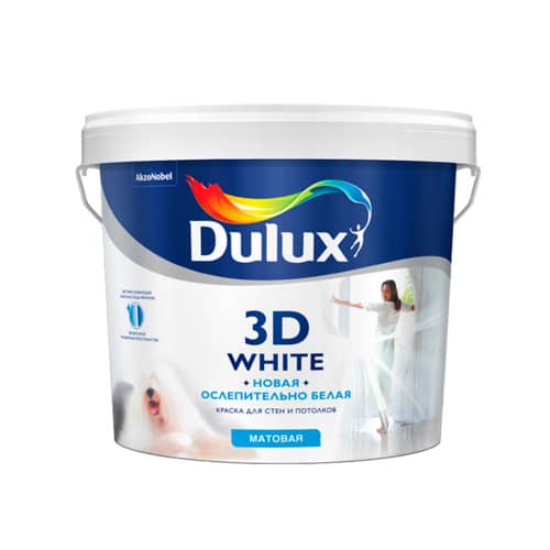Купить Краска для стен и потолков матовая Dulux 3D White белая 5 л по низкой цене