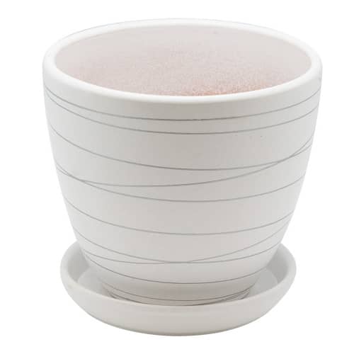 Купить Горшок для цветов с поддоном d17,5 см белый по низкой цене