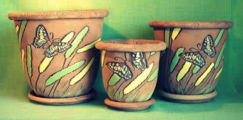 Купить Цветочный горшок Золотое Бабочки 120 мм по низкой цене