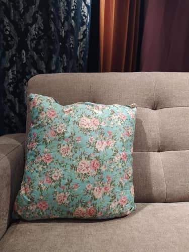 Купить Подушка ТекстильОптТорг декоративная микровелюр бирюзовый с цветочным рисунком 40х40 см, 2 шт. по низкой цене