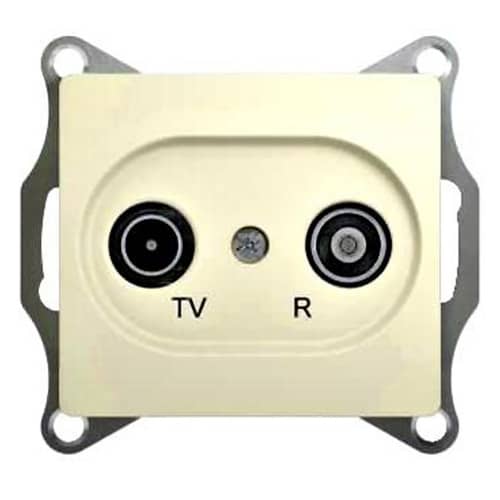 Купить Розетка TV-R Schneider Electric Глосса проходная без рамки бежевая по низкой цене