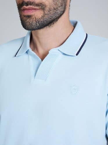 Купить Футболка-поло Piazza Italia con chiusura a v голубая по низкой цене