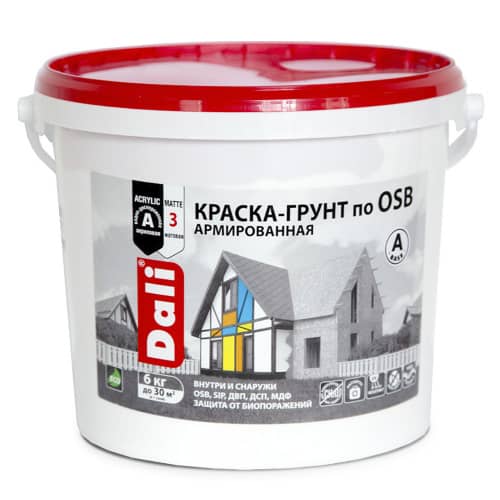 Купить Краска-грунт по OSB Dali армированная белая база A 6 кг по низкой цене