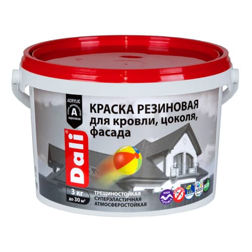 Купить Краска фасадная резиновая акриловая Dali белая 3 кг по низкой цене