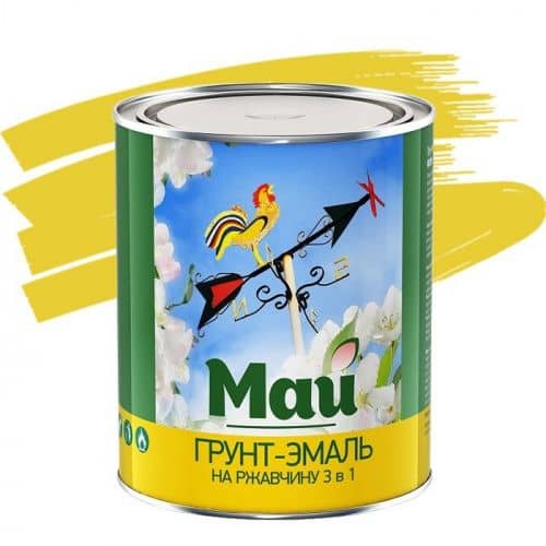 Купить Грунт-эмаль Май 3 в 1 по ржавчине желтая 1,9 кг по низкой цене