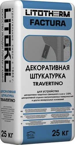 Купить Штукатурка LITOKOL Litotherm Factura Travertino декоративная 25 кг по низкой цене
