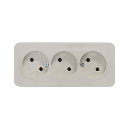 Купить Розетка тройная Schneider Electric Бланка без заземления бежевая по низкой цене