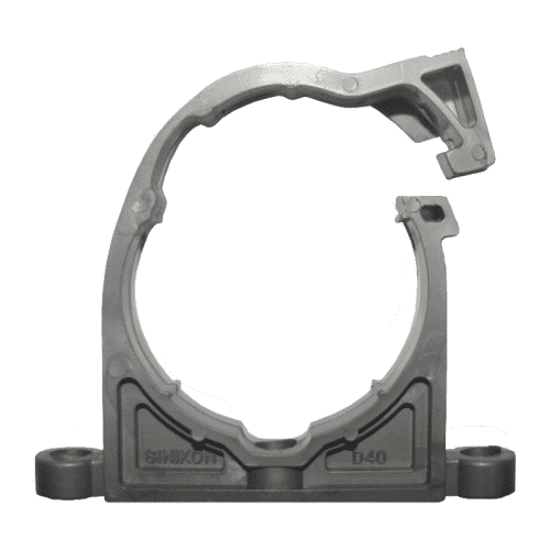 Купить Хомут пластиковый с верхней защелкой для канализационных труб d=40мм, серый по низкой цене