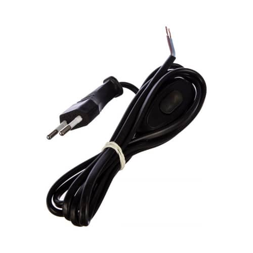 Купить Шнур с вилкой Dori с выключателем черный 2 м по низкой цене