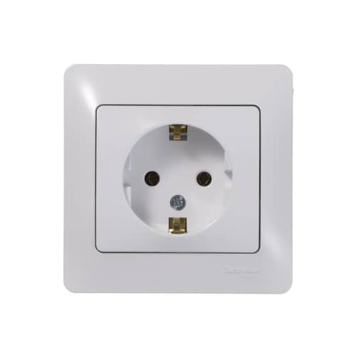 Купить Розетка Schneider Electric Глосса с заземлением с рамкой белая по низкой цене