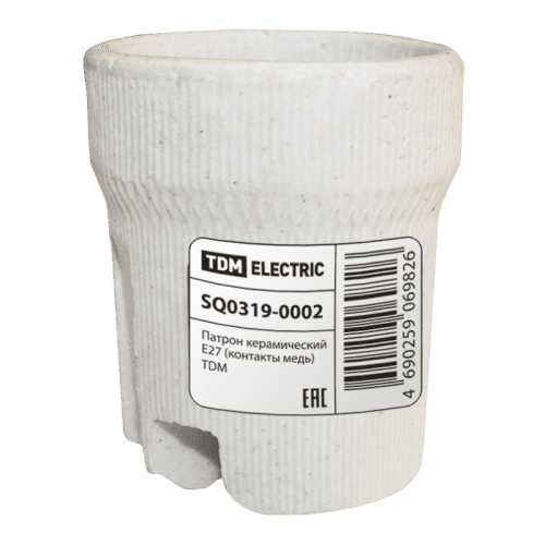 Купить Патрон TDM electric Е27, керамический, подвесной,  контакты медь, 4А, 230В по низкой цене