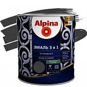Купить Эмаль Alpina 3 в 1 RAL 9005 по ржавчине черная 2,5 л по низкой цене