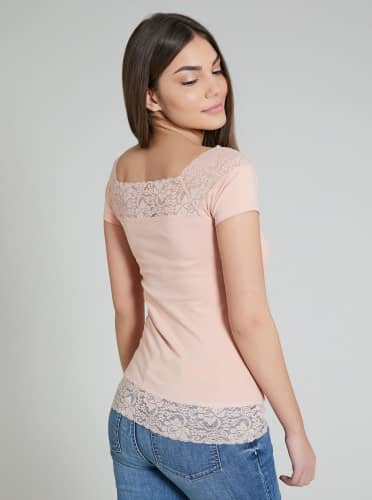 Купить Футболка Piazza Italia 25995 кружевная, розовая по низкой цене