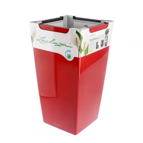 Купить Кашпо Lechuza Cubico Complete scarlet red high gloss 22x22x41 см по низкой цене