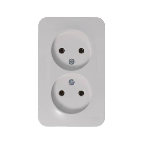 Купить Розетка двойная Schneider Electric Бланка без заземления белая по низкой цене