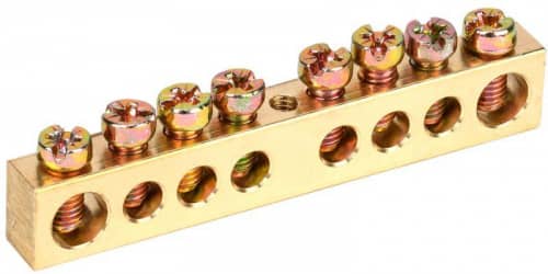 Купить Шина PEN "земля-ноль" 8х12мм 8/1 (8групп/крепеж по центру) IEK YNN20-08-100 по низкой цене