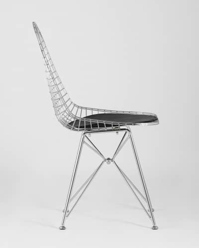 Купить Стул обеденный Eiffel хромированный с черной подушкой по низкой цене