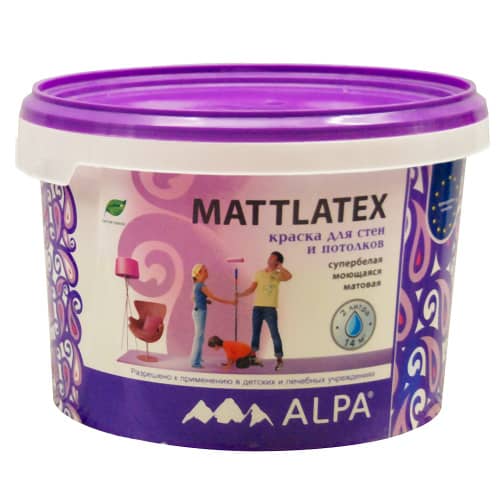 Купить Краска моющаяся латексная Alpa Mattlatex 2 л по низкой цене