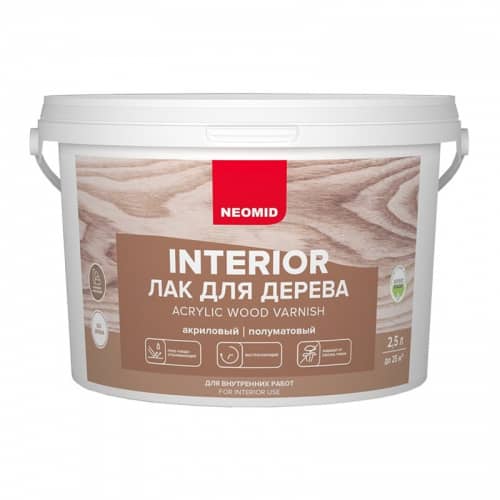 Купить Лак Neomid INTERIOR акриловый для древесины 2,5 л по низкой цене