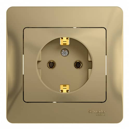 Купить Розетка Schneider Electric Глосса с заземлением с рамкой титан по низкой цене