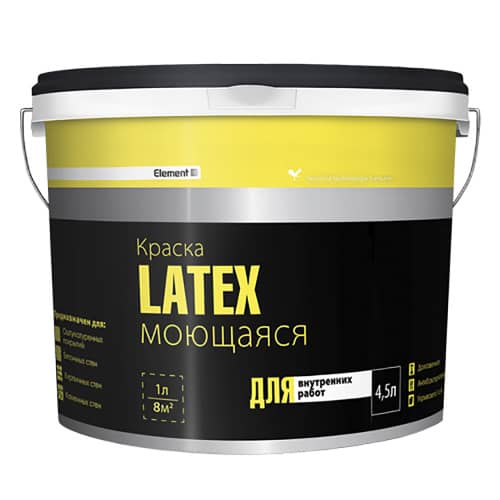Купить Краска моющаяся Element SE Latex белая акриловая 4,5 л по низкой цене