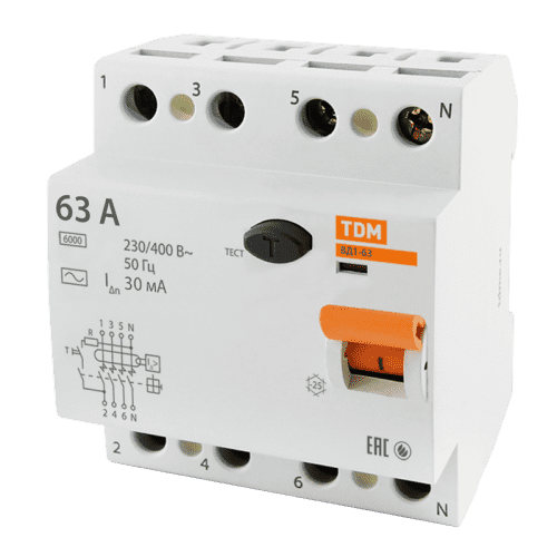 Купить Устройство защитного отключения TDM electric ВД1-63 63 А 30 мА 4П по низкой цене