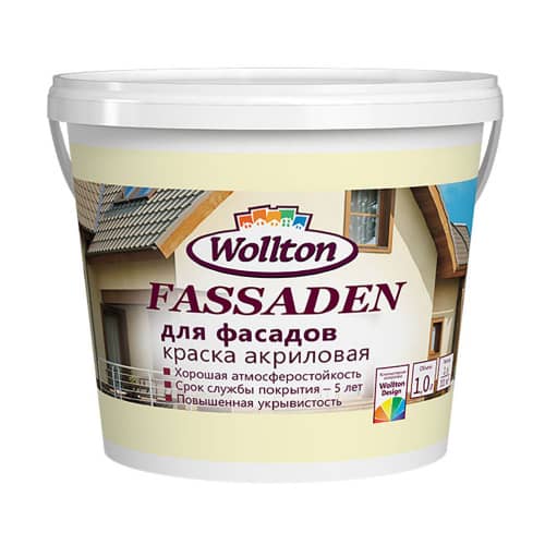 Купить Краска фасадная акриловая Wollton Fassaden белая 1 л по низкой цене