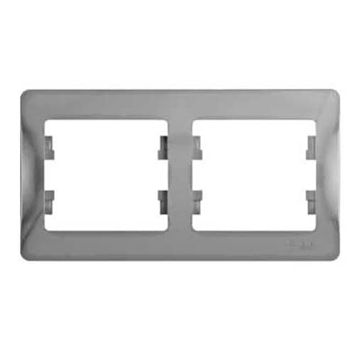 Купить Рамка Schneider Electric Глосса 2 поста горизонтальная алюминий по низкой цене