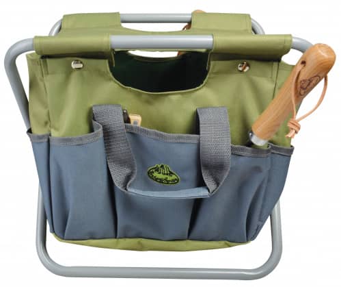 Купить Стул Esschert Design Gardentools садовый с сумкой для инструментов, серый по низкой цене