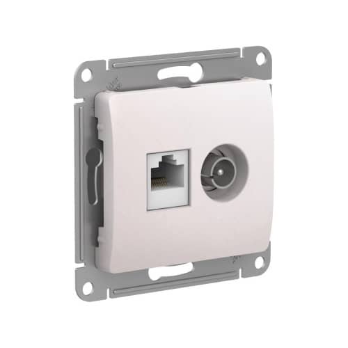Купить Розетка ТВ + RJ45 Schneider Electric Глосса без рамки перламутр по низкой цене