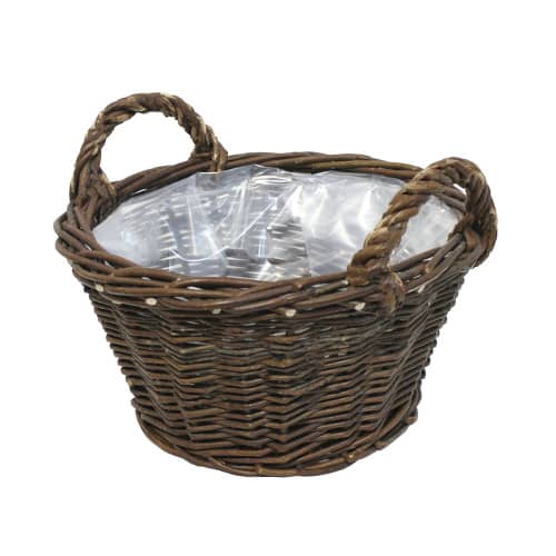 Купить Кашпо плетеное с ручками ива d30хh15 см коричневое по низкой цене