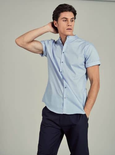 Купить Рубашка Piazza Italia collo coreano голубая по низкой цене