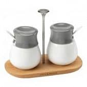 Купить Набор Cole & Mason емкостей для приправ на подставке, белых, 2 шт. по низкой цене