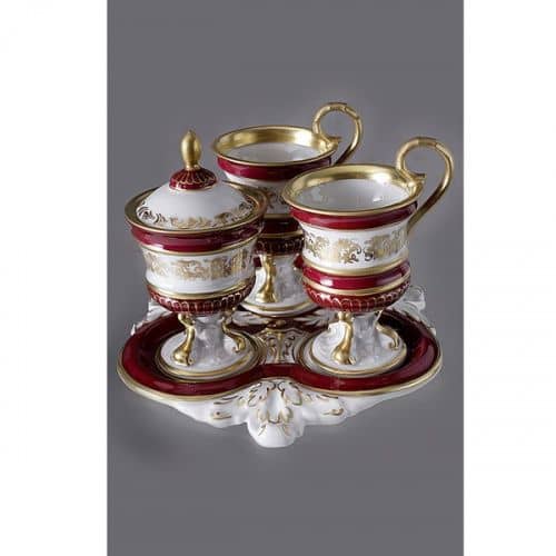 Купить Сервиз Rudolf Kämpf кофейный, красный, с позолотой, на 2 персоны по низкой цене